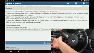 TUTORIAL LAUNCH X431 BMW 320i 2015 F30 Steering Angle Sensor Reset EPS Steering Start up [upl. by Almeria]