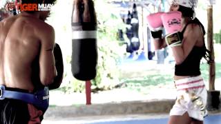 Fight Girl training with Ariana Ramirez  Tiger Muay Thai Phuket Thailand [upl. by Htederem]