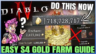 Diablo 4  How to Get Farm LOTS of Gold Easy Fast in Season 4  Masterworking Enchanting Gold Guide [upl. by Jim684]