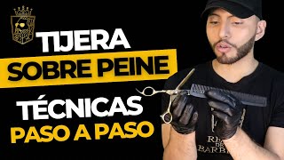 COMO CORTAR CON TIJERA SOBRE PEINE PASO A PASO✂️ CURSO DE BARBERÍA [upl. by Curzon23]