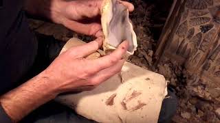 How to flintknap a hammerstone biface from a piece of flint [upl. by Mccall]