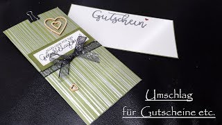 Umschlag  Täschchen  Gutschein  Tutorial [upl. by Leafar929]