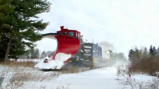 RAILREEL Awesome Snow Plow Run Ontario Southland Railway OSRX 6508 1401 FP9s Feb 3 2015 [upl. by Clarise]