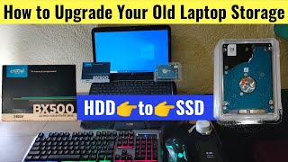 How to Upgrade Your Old Hp Laptop Storage HDD to SSD  Speedup Windows 10 by Crucial 240GB SSD [upl. by Ellicec674]