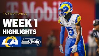 Highlights Every Catch From Rams WR Tutu Atwells 119Yard Game vs Seahawks In Week 1 [upl. by Airdnassac796]