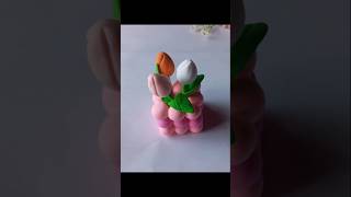 Cute Flower Vase 🌷diy claycraft song clayartidea viralshorts [upl. by Elbon]