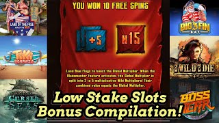 Online slots session low stake slots bonus compilation Land of the Free big Fin Bay 2 Wild 2 Die [upl. by Briscoe]