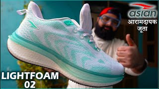 Asian LIghtfoam 02 Unboxing amp Review  Asian Shoes Review  Asian Lightfoam 02 running shoes in 1444 [upl. by Burrell]