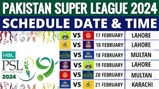 Pakistan Super League 2024 Schedule  PSL 2024 Schedule  PSL 2024 Schedule Time Table [upl. by Pamella]