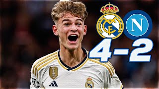 Le REAL ATOMISE NAPLES  Nico Paz Rodrygo et Bellingham buteurs  Résumé Real Madrid 42 Naples [upl. by Eanar]