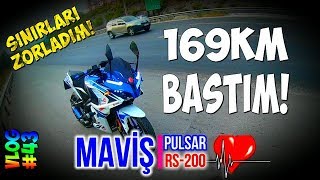 PULSAR RS200  169KMh BASTIM  RAMPADA SINIRLARI ZORLADIM  TOP SPEED  MotoVlog 43 [upl. by Akitan]