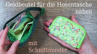 mini Geldbeutel nähen – Hosentaschenbörse – für Anfänger – mit Schnittmuster [upl. by Anaidni614]