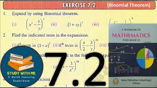 Exercise 72 Class 11 Maths Binomial Theorem  Ex 72 First Year Maths Binomial Theorem KPK Book [upl. by Eelyab42]