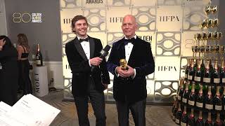 80th Golden Globes Winners Backstage Interview  Evan Peters amp Ryan Murphy [upl. by Sergius]