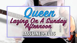 Queen  Lazing On A Sunday Afternoon  BASS LINE Play Along Tabs [upl. by Isabeau]