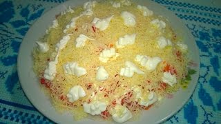 Crab Meat Salad with Vegies Fur Coat  Imitation Crabmeat Salad Recipe [upl. by Korney]