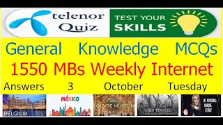 3 October 2023 Telenor Questions and Answers  My Telenor Questions Today  General Knowledge MCQs [upl. by Austin]