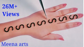 S अक्षर से आसान मेहंदी लगाना सीखें  unique mehndi design trick 2022 back hand  Arabic mehndi [upl. by Birdella]