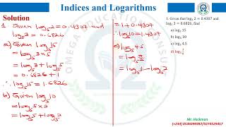 INDICES AND LOGARITHMS Lesson 7 [upl. by Nae]