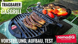 649 Vorstellung des tragbaren nomadiQ Gasgrills  große Grillfläche viel Zubehör campingtauglich [upl. by Kohsa997]