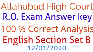 Allahabad high court R O exam answer key 2020  RO exam English Answer Key 12 January 2020 [upl. by Burack556]