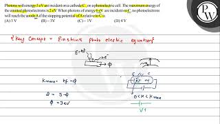 Photons with energy \ 5 \mathrmeV \ are incident on a cathode \ [upl. by Nileek]