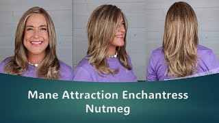 Mane Attraction Enchantress in Nutmeg  Midlength synthetic wig review [upl. by Campman]