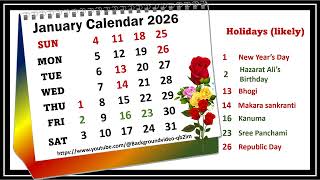 January Calendar 2026 januarycalender2026 [upl. by Resor]