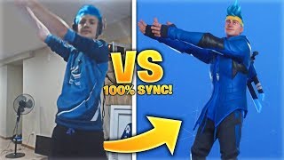 FORTNITE DANCES IN REAL LIFE 100 IN SYNC Pon Pon Emote amp Ninja Skin [upl. by Naujat]