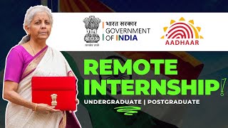 Government Online Internship  UIDAI Aadhar Internship 2024  Remote Internship For College Student [upl. by Rehpotsirc]