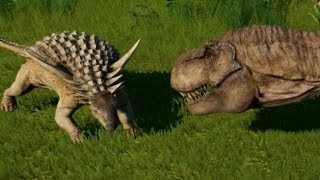 Jurassic World Evolution  Sauropelta vs Tyrannosaurus Rex 1080p 60FPS [upl. by Aray145]