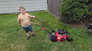 Our New Lawnmower  Yard Work videos for kids [upl. by Papageno92]