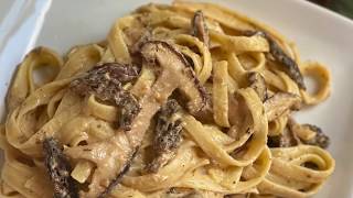 Easy Vegan Fettuccine Alfredo  No Nuts Required  Morel and Shiitake Mushrooms [upl. by Profant]