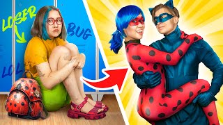 From Nerd To Ladybug  Extreme Beauty Makeover  How To Become a Superhero [upl. by Tawnya]