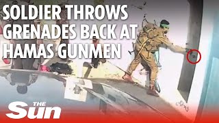 Brave BritishIsraeli soldier throws seven grenades back at Hamas terrorists [upl. by Idleman521]