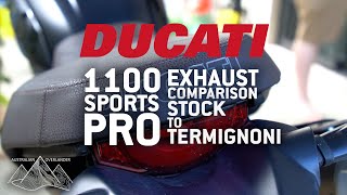 DUCATI SCRAMBLER 1100 SPORTS PRO MY21 STOCK EXHAUST TO TERMIGNONI UPGRADE WITH ECU REMAP COMPARISON [upl. by Calisa]