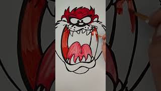 How to Draw Tasmanian Devil  Looney Tunes  Merrie Melodies  Step By Step Tutorial  shorts [upl. by Wordoow]