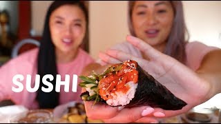 SUSHI  MUKBANG ASMR SOFT SPOKEN FULL FACE  NE lets eat [upl. by Akived]