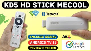 KD5 HD TV STICK MECOOL ANDROID TV 11  Review Unboxing e Testes [upl. by Jorgan]