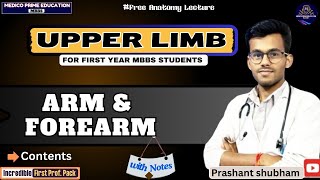 Arm  Forearm  Muscles of arm  Muscles of Forearm  Anatomy of Upper limb  1st year MBBS lecture [upl. by Idnahc]