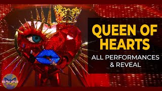 Queen Of Hearts Jewel  All Performances amp Reveal  The Maksed Singer US Winner [upl. by Notsae]