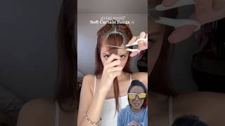 Hairstylist reacts to DIY bangs hairstyle howtocutyourownhair hairtutorial bluntcut hair [upl. by Rehctaht]