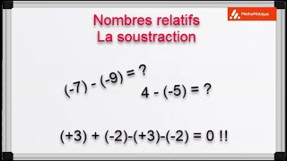 Soustraction des nombres relatifs MethoMatique [upl. by Nnahsal]