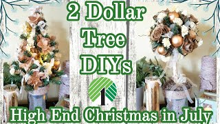 Christmas in July DIY  High End Dollar Tree DIY  DIY Christmas Topiaries [upl. by Aihppa581]