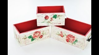 How to make a decoupage box  Painted box  Decoupage wooden box  Decoupage for beginners [upl. by Cirdnek]