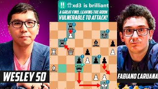 Wesley So Sacrificed his Rook Brilliantly against Fabiano Caruana at Speed Chess Championship [upl. by Anura]