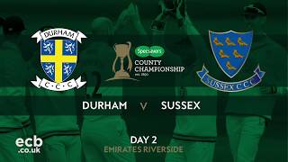 HIGHLIGHTS Durham vs Sussex  Specsavers County Championship  Day 2 [upl. by Lyrehc516]