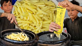 11 Years Old Kid Selling French Fries 🍟 Street Food Afghani Fries Recipe  Hardworking Afghani Boy [upl. by Niki277]