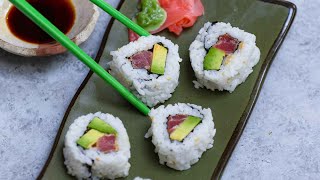 Spicy Tuna Roll How to Make Tuna Sushi at Home [upl. by Ohcirej629]