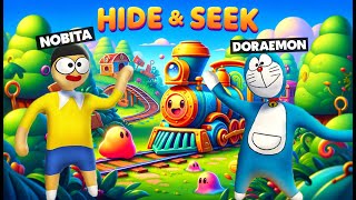 DORAEMON And NOBITA Did HIDE and SEEK Challenge Inside Train In HFF [upl. by Enneyehc]